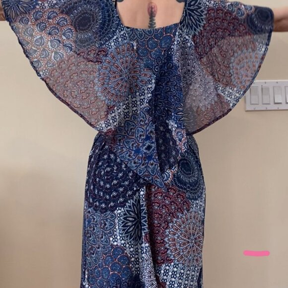 Mandala Print Sheath Dress with Capelet - Picture 2 of 5